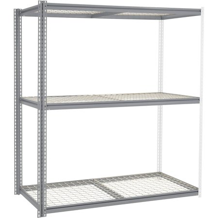 GLOBAL INDUSTRIAL High Cap. Add-On Rack 72Wx24Dx84H 3 Levels Wire Deck 1000 Lb. Per Level GRY 581028GY